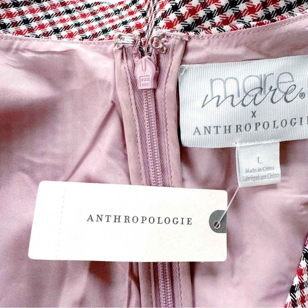 SOLD Anthropologie Mare Mare Houndstooth Tweed Romper NWT in Red & Black Large - Picture 13 of 16